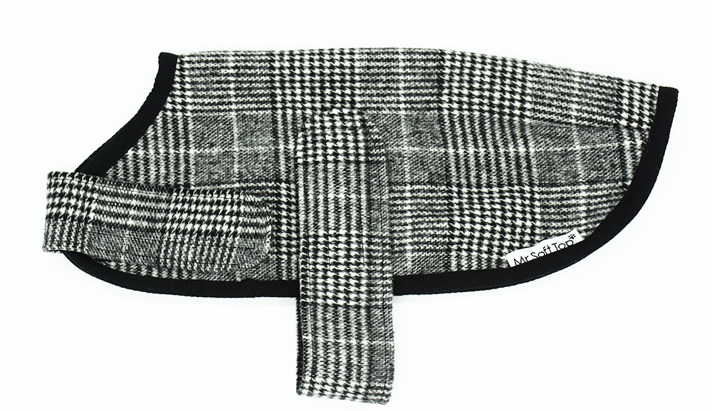 Black & White Houndstooth Tartan Walking Coat