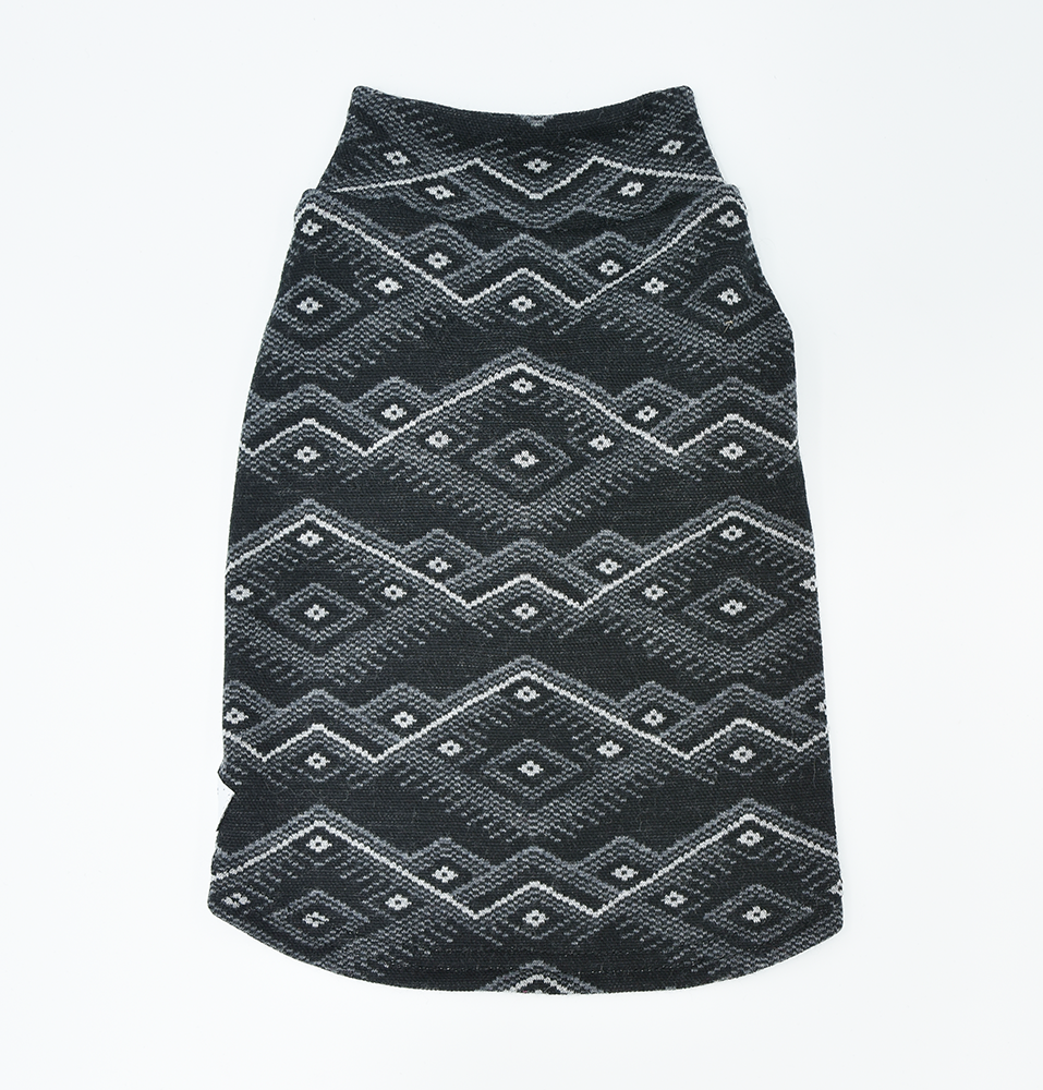 Black & Grey Geometric Merino  Dog Tee