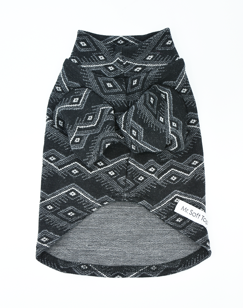 Black & Grey Geometric Merino  Dog Tee