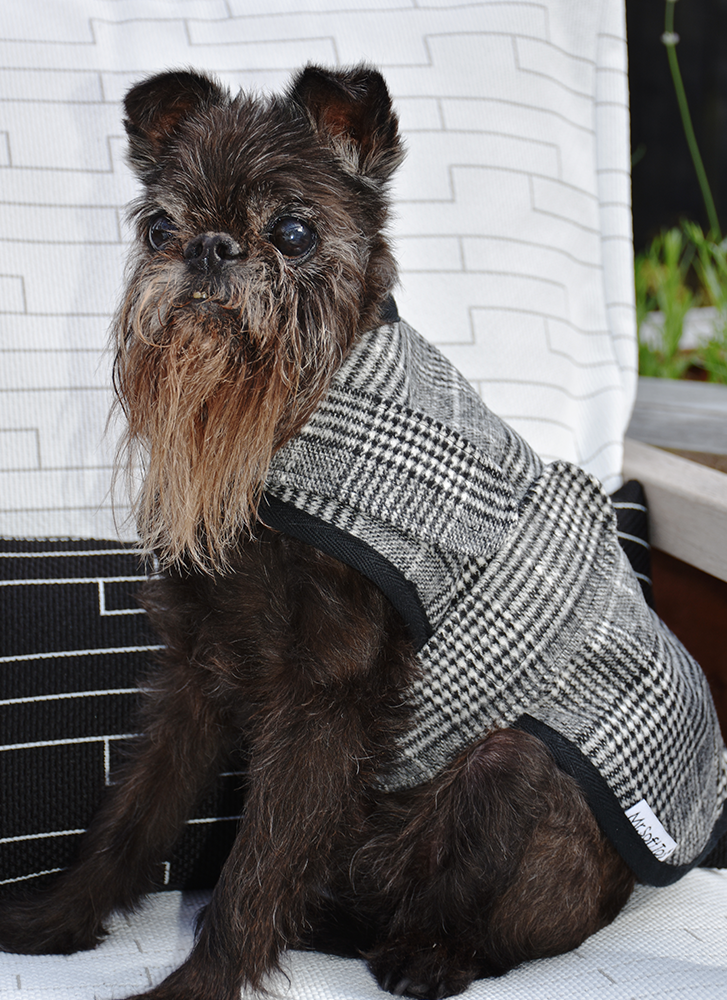 Black & White Houndstooth Tartan Walking Coat