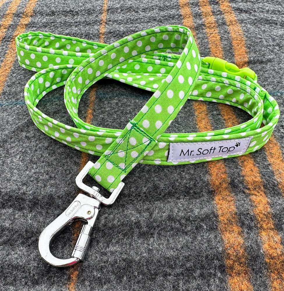 Lime Green and White Polka Dot Lead