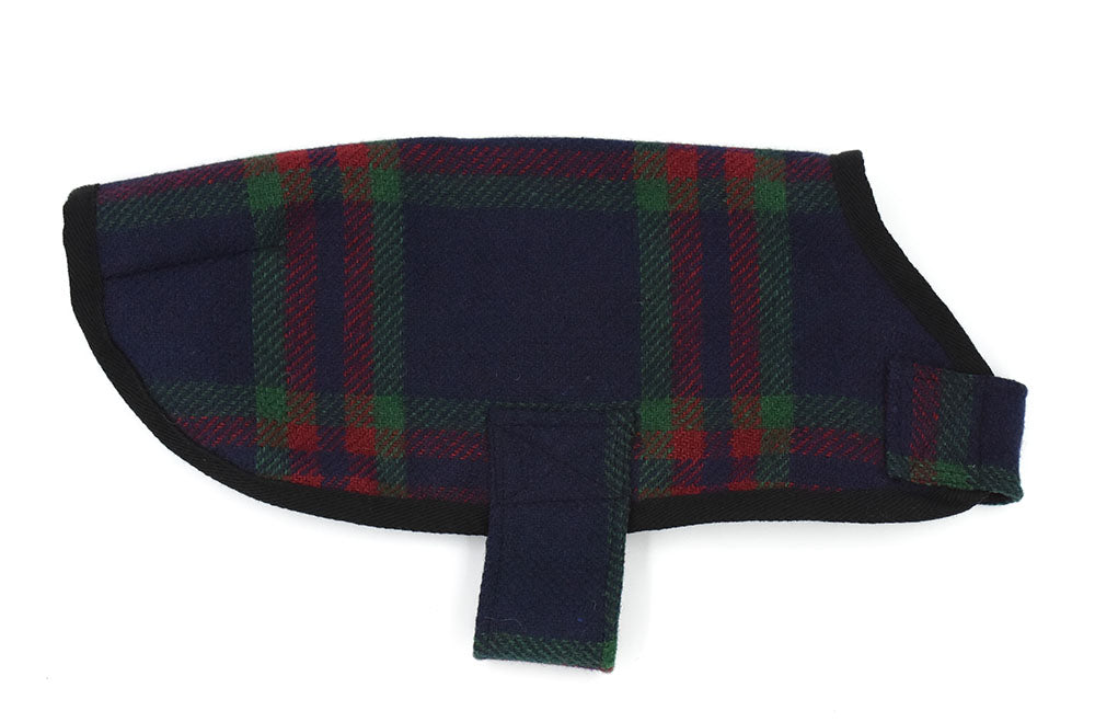 Navy Tartan Unlined Walking Dog Coat