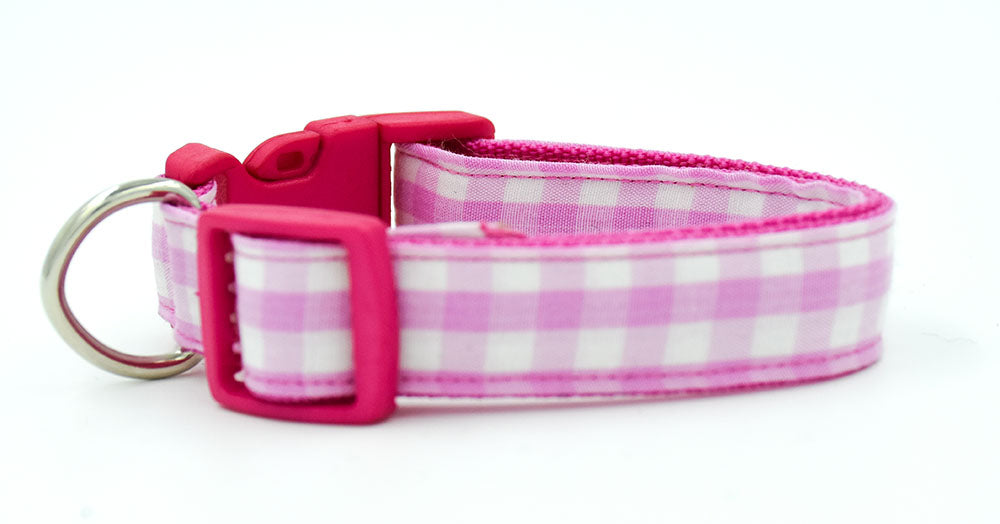 Pink gingham outlet dog collar