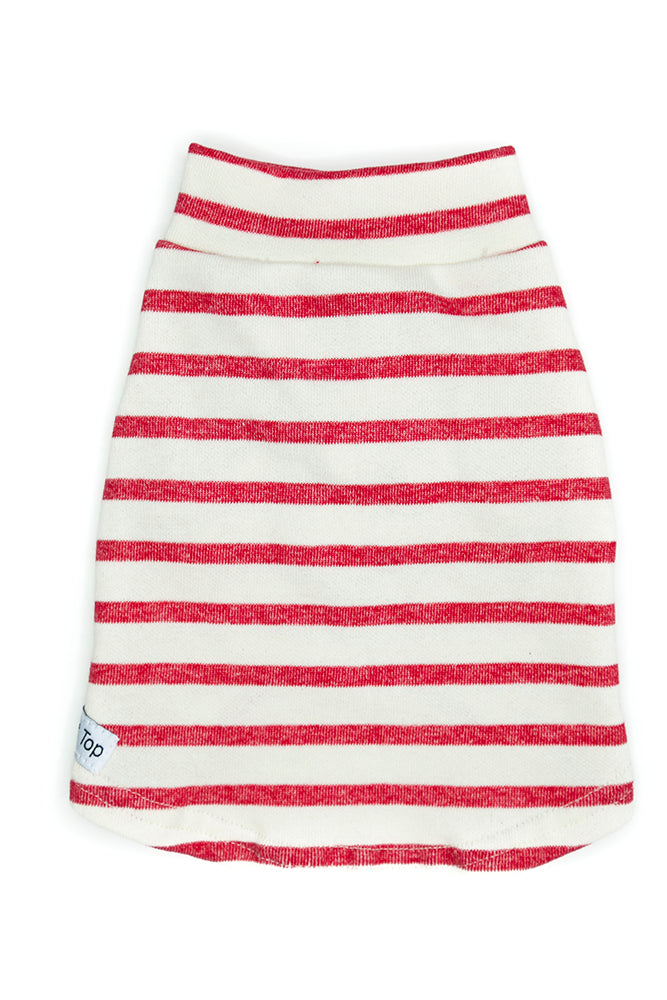 Red and Cream Striped Cotton Tee