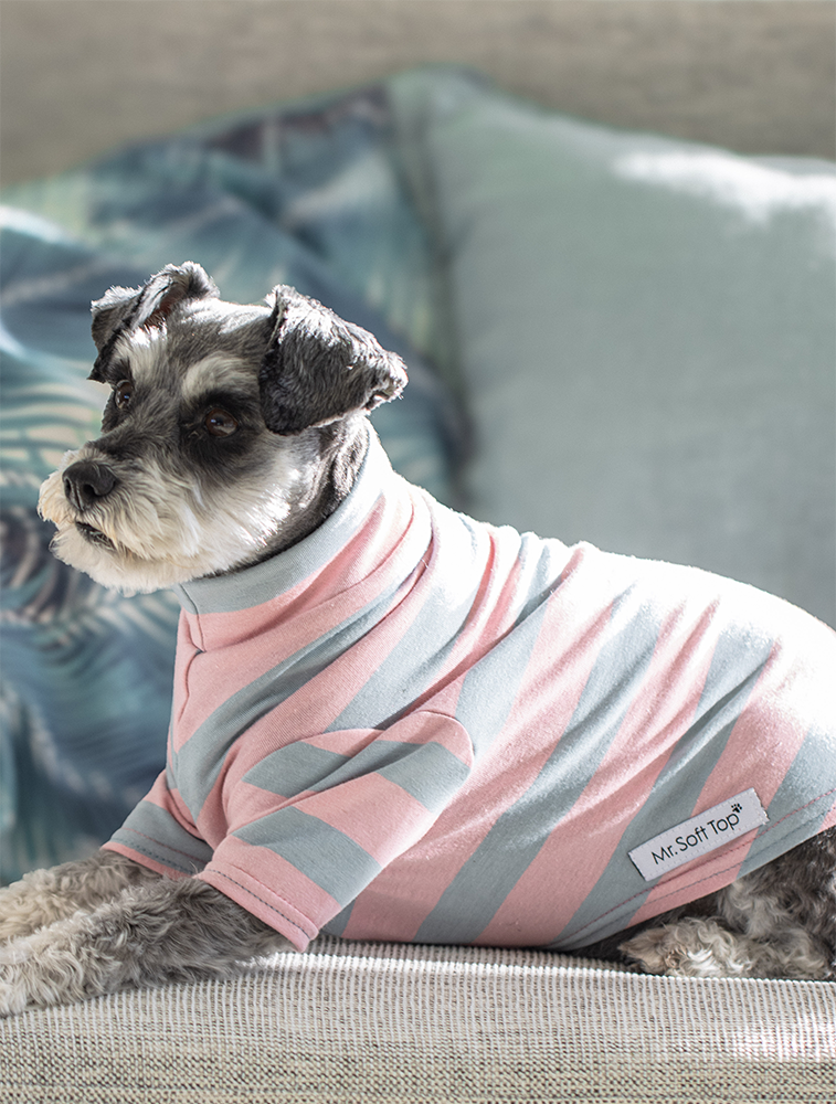 Pink and  Grey Wide Stripe Cotton Tee