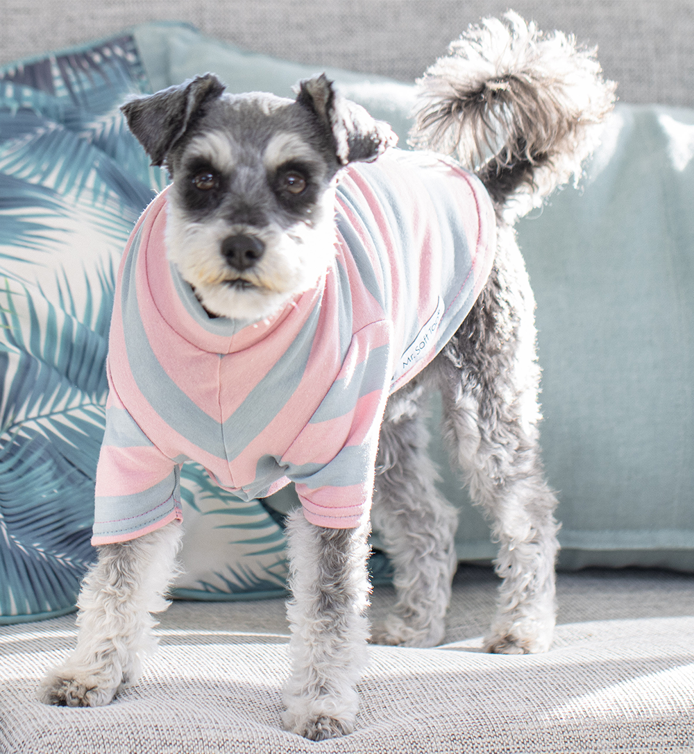 Pink and  Grey Wide Stripe Cotton Tee